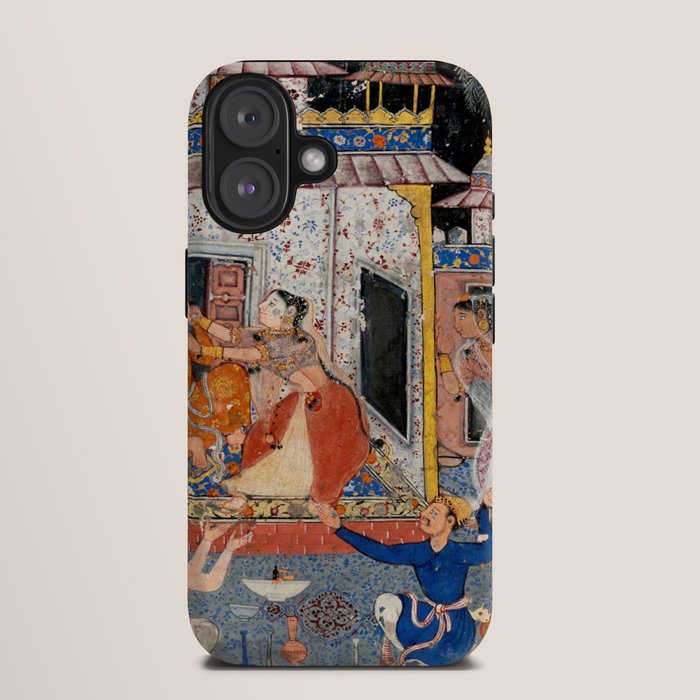-India, Mughal, Reign of Akbar, 16th century - Page from Tales of a Parrot (Tuti-nama)- Eighth night- The deceitful wife a - 1962 iPhone Case