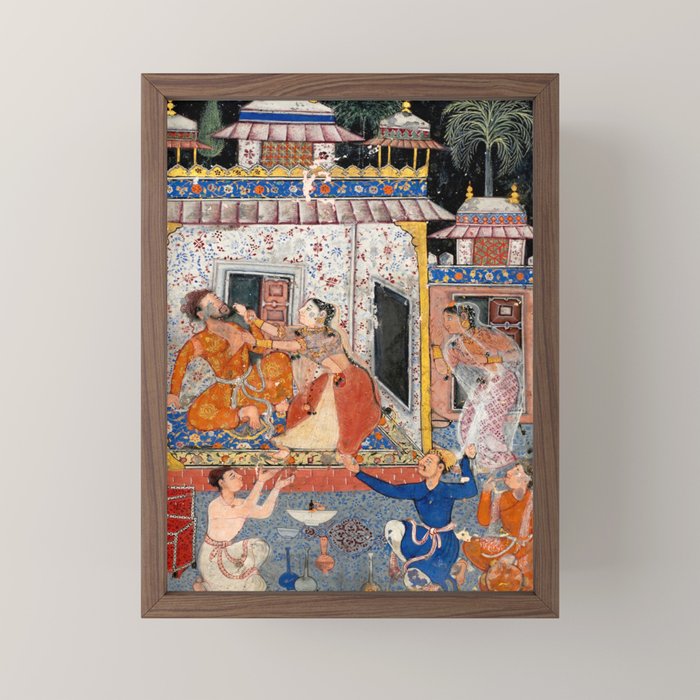 -India, Mughal, Reign of Akbar, 16th century - Page from Tales of a Parrot (Tuti-nama)- Eighth night- The deceitful wife a - 1962 Mini Art Print