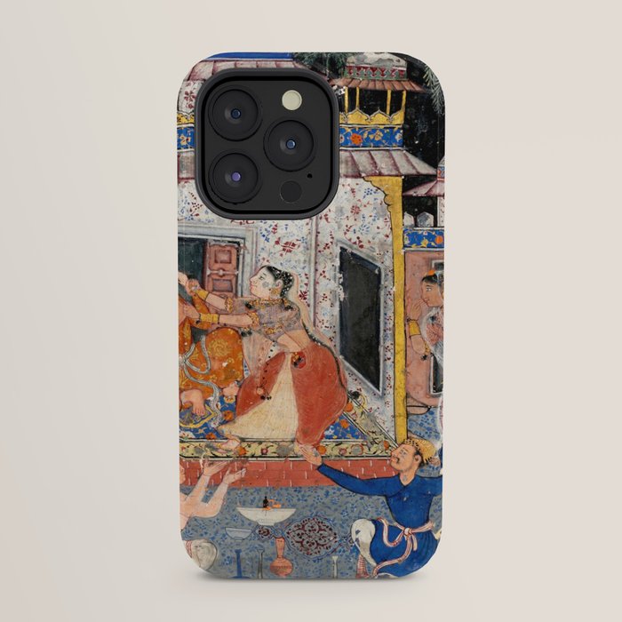 -India, Mughal, Reign of Akbar, 16th century - Page from Tales of a Parrot (Tuti-nama)- Eighth night- The deceitful wife a - 1962 iPhone Case