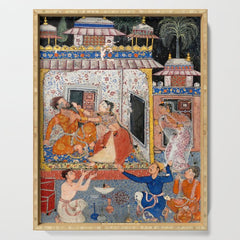 -India, Mughal, Reign of Akbar, 16th century - Page from Tales of a Parrot (Tuti-nama)- Eighth night- The deceitful wife a - 1962 Serving Tray
