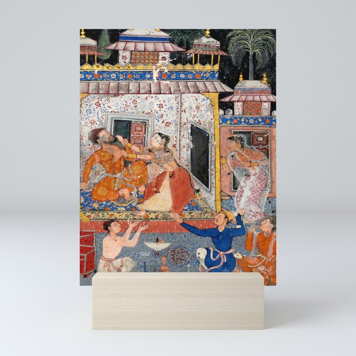 -India, Mughal, Reign of Akbar, 16th century - Page from Tales of a Parrot (Tuti-nama)- Eighth night- The deceitful wife a - 1962 Mini Art Print