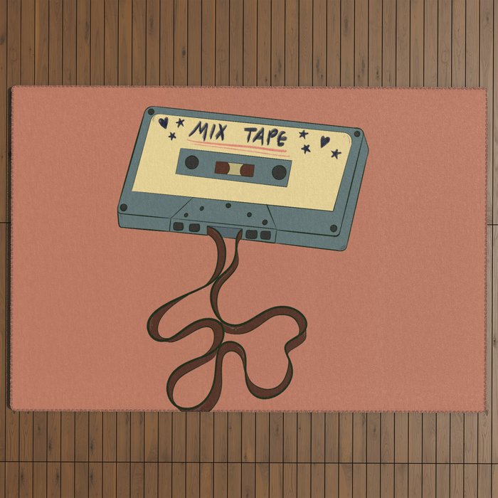 80s Vintage Cassette Mixed Tape  Outdoor Rug