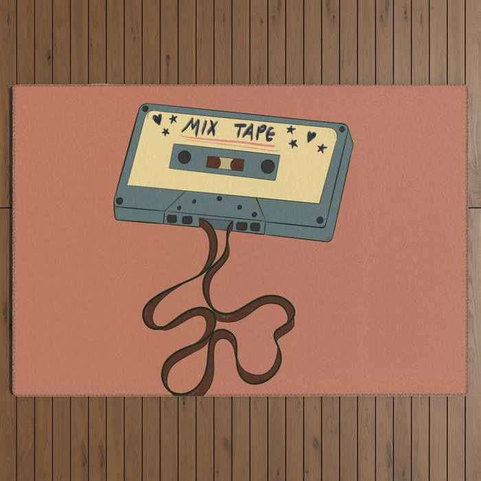 80s Vintage Cassette Mixed Tape  Outdoor Rug