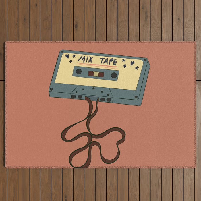 80s Vintage Cassette Mixed Tape  Outdoor Rug