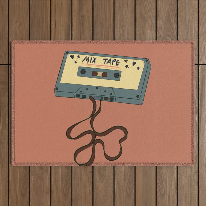 80s Vintage Cassette Mixed Tape  Outdoor Rug
