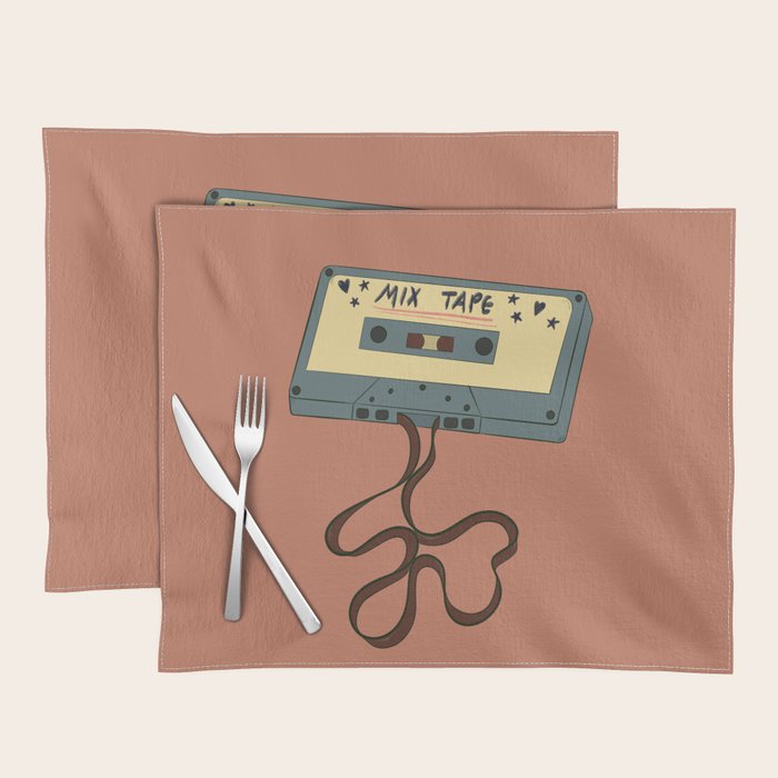80s Vintage Cassette Mixed Tape  Placemat