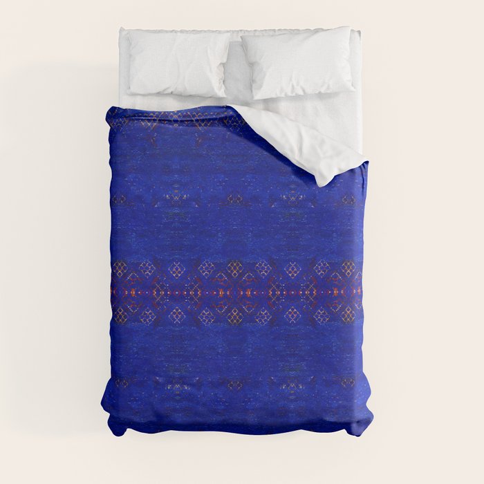 -A5- Royal Calm Blue Bohemian Moroccan Artwork. Duvet Cover
