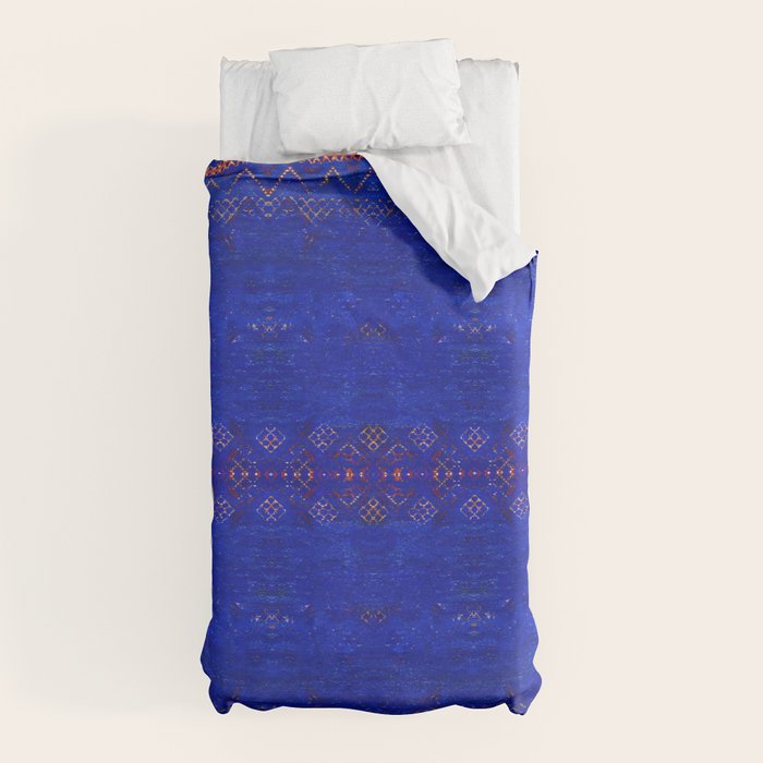 -A5- Royal Calm Blue Bohemian Moroccan Artwork. Duvet Cover