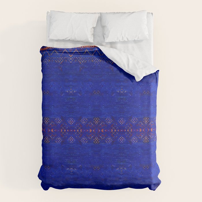 -A5- Royal Calm Blue Bohemian Moroccan Artwork. Duvet Cover