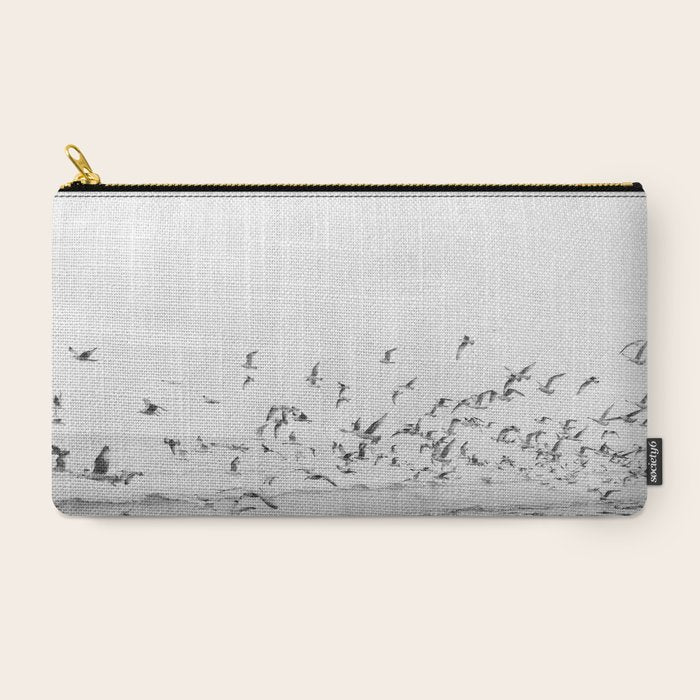 "Seagulls" | Coastal black and white photo | Film photography | Beach Carry All Pouch