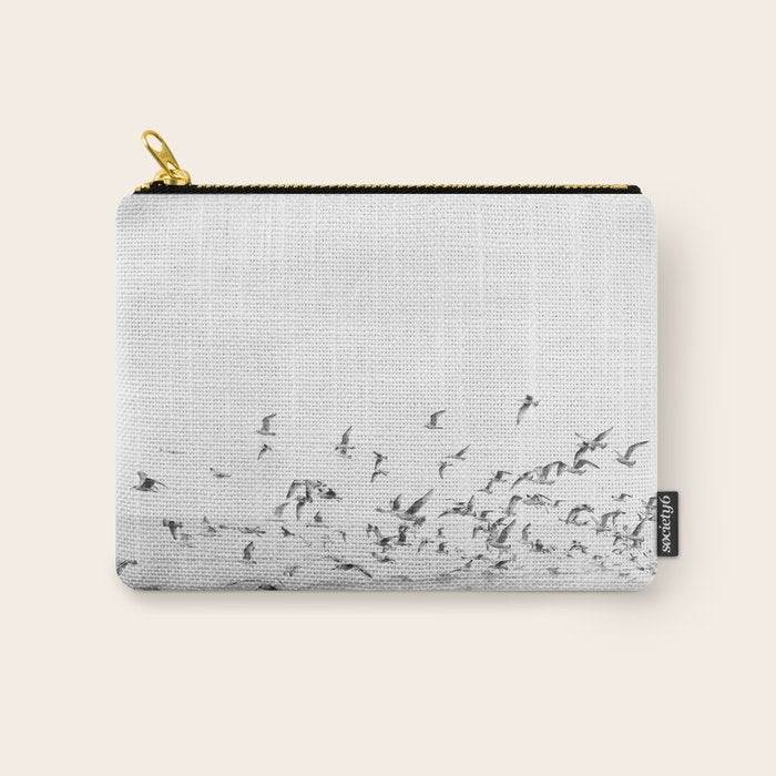 "Seagulls" | Coastal black and white photo | Film photography | Beach Carry All Pouch