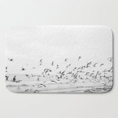 "Seagulls" | Coastal black and white photo | Film photography | Beach Bath Mat