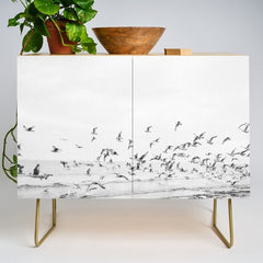 "Seagulls" | Coastal black and white photo | Film photography | Beach Credenza