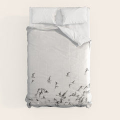 "Seagulls" | Coastal black and white photo | Film photography | Beach Comforter