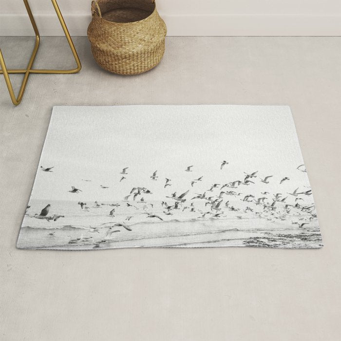 "Seagulls" | Coastal black and white photo | Film photography | Beach Rug