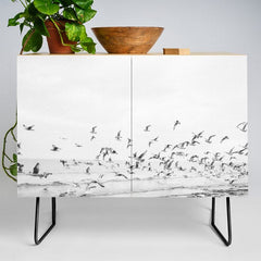 "Seagulls" | Coastal black and white photo | Film photography | Beach Credenza