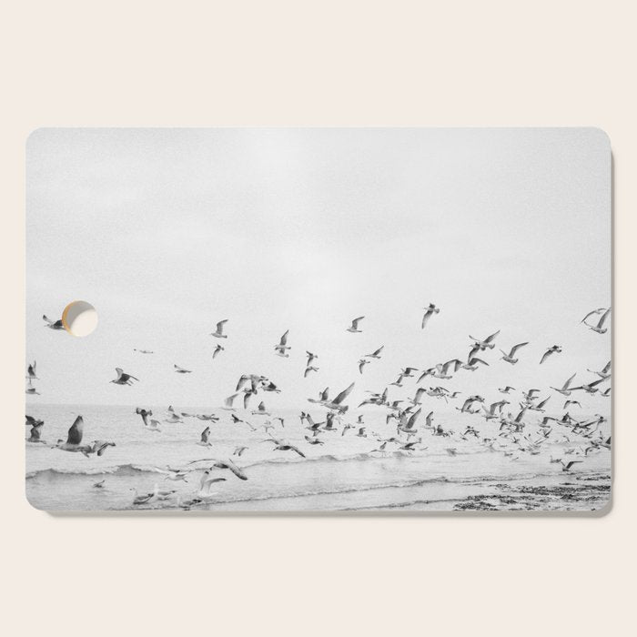 "Seagulls" | Coastal black and white photo | Film photography | Beach Cutting Board