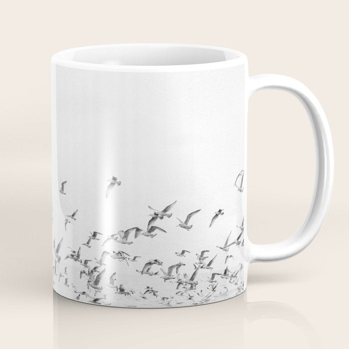 "Seagulls" | Coastal black and white photo | Film photography | Beach Coffee Mug