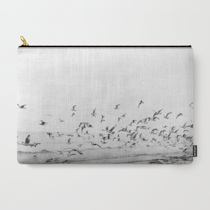 "Seagulls" | Coastal black and white photo | Film photography | Beach Carry All Pouch