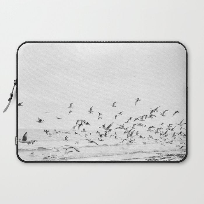 "Seagulls" | Coastal black and white photo | Film photography | Beach Laptop Sleeve