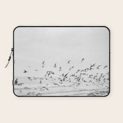 "Seagulls" | Coastal black and white photo | Film photography | Beach Laptop Sleeve