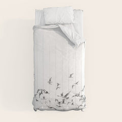 "Seagulls" | Coastal black and white photo | Film photography | Beach Comforter