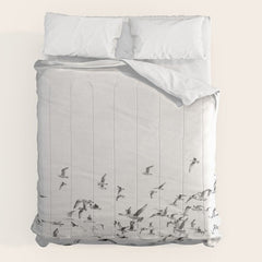 "Seagulls" | Coastal black and white photo | Film photography | Beach Comforter
