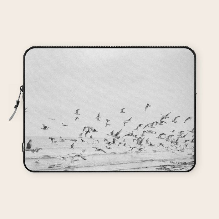 "Seagulls" | Coastal black and white photo | Film photography | Beach Laptop Sleeve