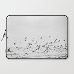"Seagulls" | Coastal black and white photo | Film photography | Beach Laptop Sleeve