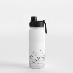 "Seagulls" | Coastal black and white photo | Film photography | Beach Water Bottle