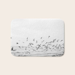 "Seagulls" | Coastal black and white photo | Film photography | Beach Bath Mat