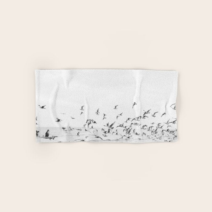 "Seagulls" | Coastal black and white photo | Film photography | Beach Bath Towel