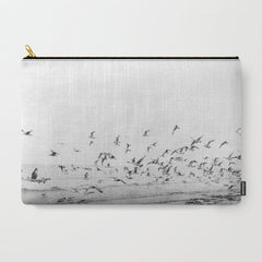 "Seagulls" | Coastal black and white photo | Film photography | Beach Carry All Pouch