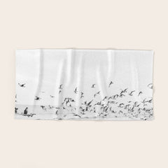 "Seagulls" | Coastal black and white photo | Film photography | Beach Bath Towel