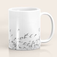 "Seagulls" | Coastal black and white photo | Film photography | Beach Coffee Mug