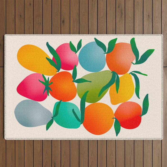 2025 BRIGHT FRUIT MARKET CALENDAR Outdoor Rug