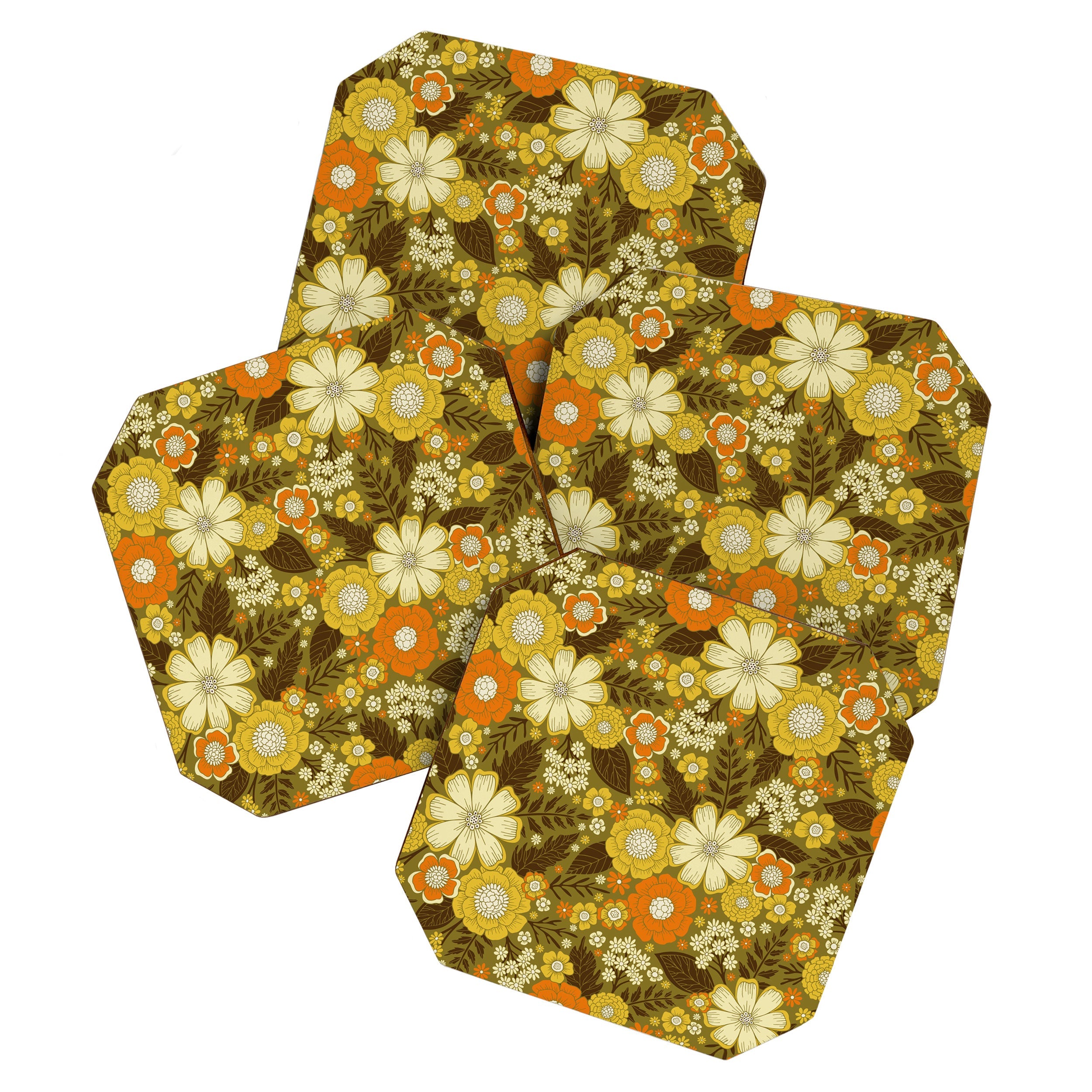 1970s Retro/Vintage Floral Pattern Coaster