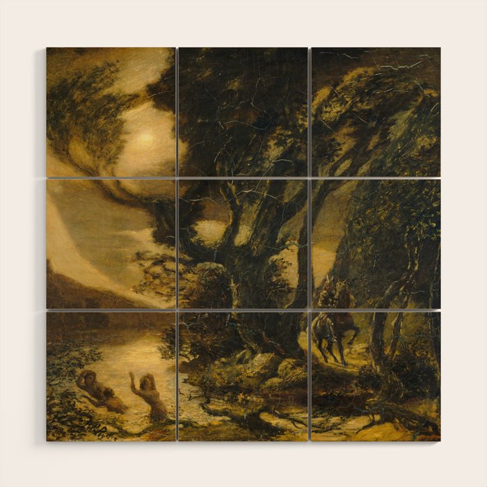 "Siegfried and the Rhine Maidens" by Albert Pinkham Ryder (1888/1891) Wood Wall Art
