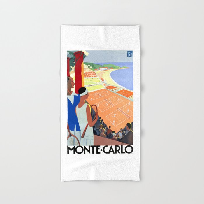 1930 MONTE CARLO Tennis Monaco Travel Poster Bath Towel