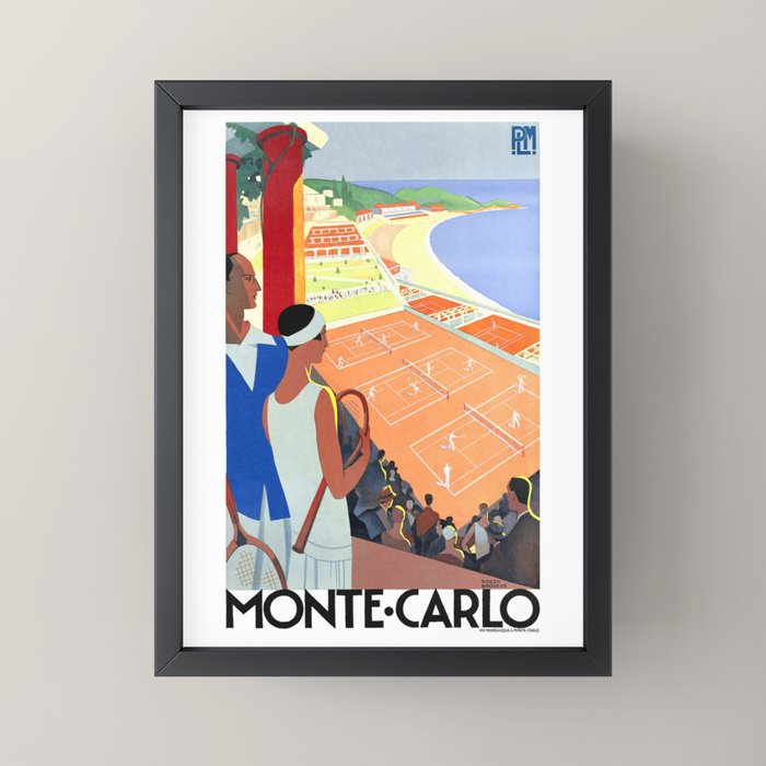 1930 MONTE CARLO Tennis Monaco Travel Poster Mini Art Print