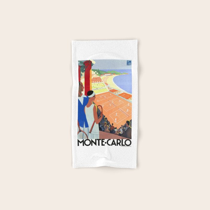 1930 MONTE CARLO Tennis Monaco Travel Poster Bath Towel
