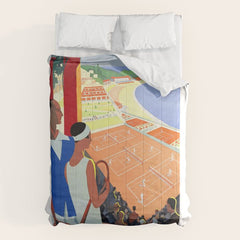 1930 MONTE CARLO Tennis Monaco Travel Poster Comforter