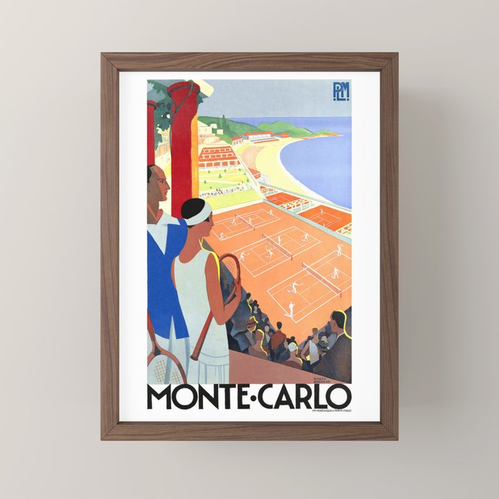1930 MONTE CARLO Tennis Monaco Travel Poster Mini Art Print
