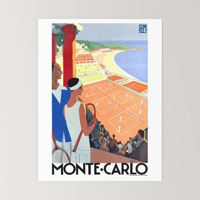1930 MONTE CARLO Tennis Monaco Travel Poster Mini Art Print