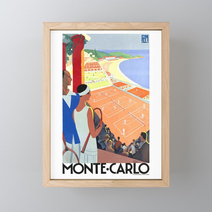 1930 MONTE CARLO Tennis Monaco Travel Poster Mini Art Print