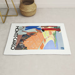 1930 MONTE CARLO Tennis Monaco Travel Poster Rug