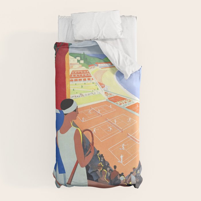 1930 MONTE CARLO Tennis Monaco Travel Poster Duvet Cover