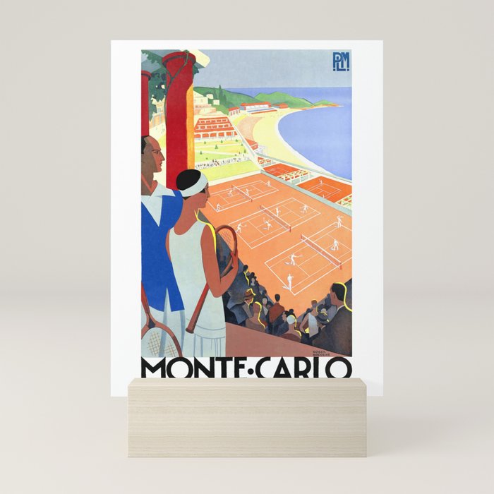 1930 MONTE CARLO Tennis Monaco Travel Poster Mini Art Print