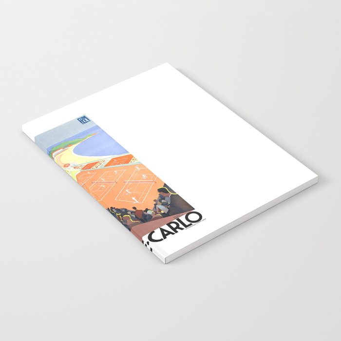 1930 MONTE CARLO Tennis Monaco Travel Poster Notebook