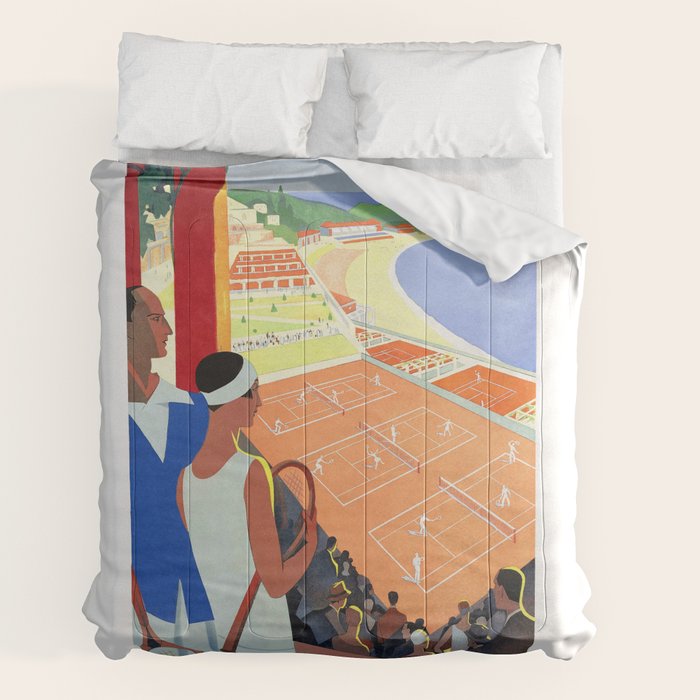 1930 MONTE CARLO Tennis Monaco Travel Poster Comforter